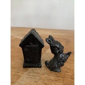 Crafted From West Virginia Coal Vintage Bunny Outhouse Vintage‎ Figurine